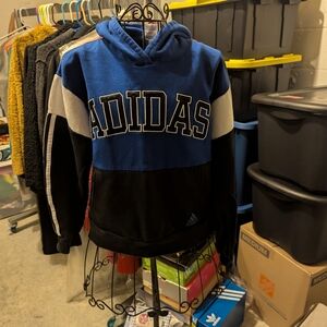 adidas Blue Black and White Colorblock Hoodie